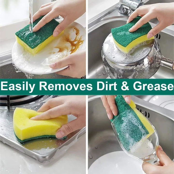 Esponja dupla face altamente absorvente, pote de limpeza mágica, esponja de ferrugem, escova de limpeza, ferramenta de limpeza de graxa de cozinha