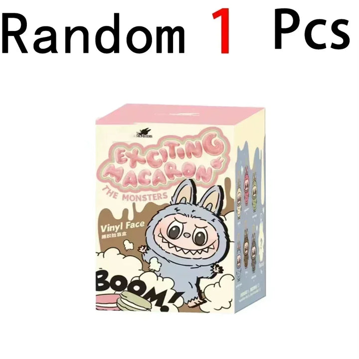 1:1 qualidade kawaii monstro labubu caixa cega série pvc labubu macaron pingente boneca monstro chaveiro aniversário presente do feriado