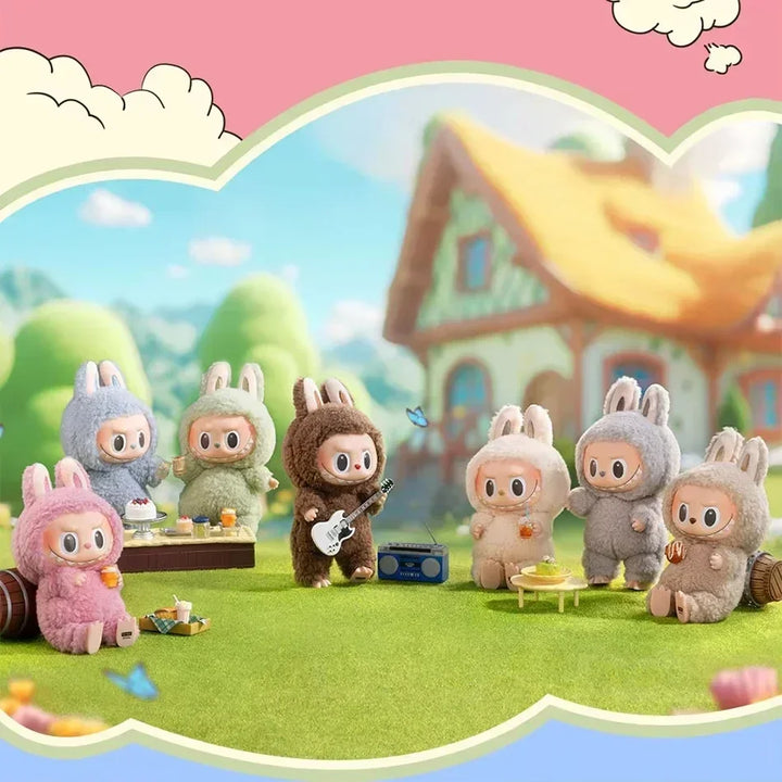1:1 qualidade kawaii monstro labubu caixa cega série pvc labubu macaron pingente boneca monstro chaveiro aniversário presente do feriado