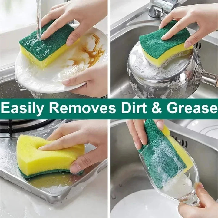Esponja dupla face altamente absorvente, pote de limpeza mágica, esponja de ferrugem, escova de limpeza, ferramenta de limpeza de graxa de cozinha